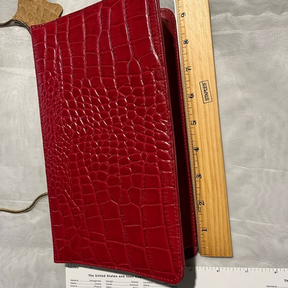 Womens handbag/shoulder bag. Faux Leather.Purse. Gianni Bernini, Red, alligator - Picture 4 of 8